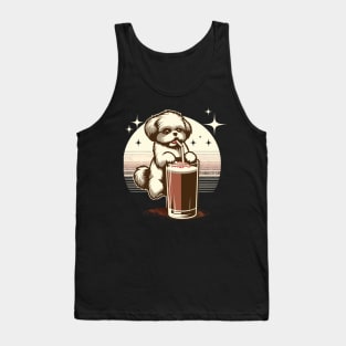 Shih Tzu Puppy Loves Hot Chocolate With Marshmellows Tank Top